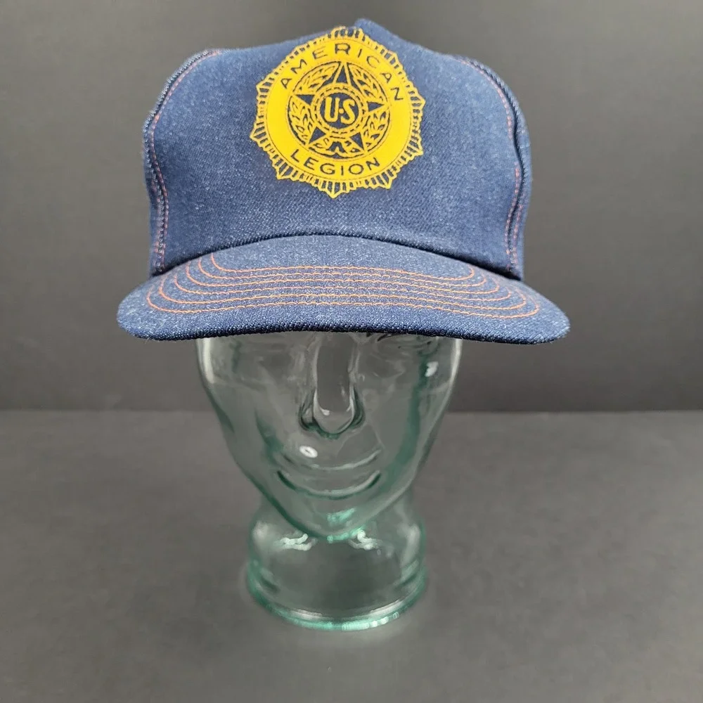 Vintage 1980s American Legion Denim Wash Snapback Hat